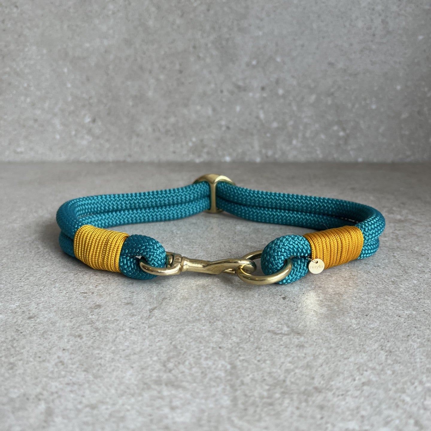 Dobbelt halsbånd Teal/Golden Rod