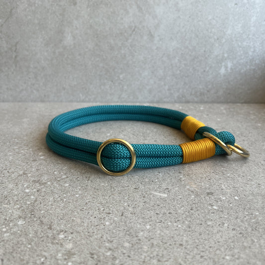 Slip-halsbånd Teal/Golden Rod
