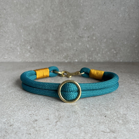 Dobbelt halsbånd Teal/Golden Rod